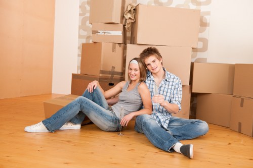 Removals van loading at a South Wimbledon home