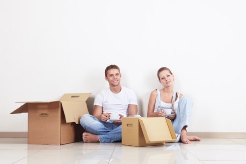 Professional movers packing items