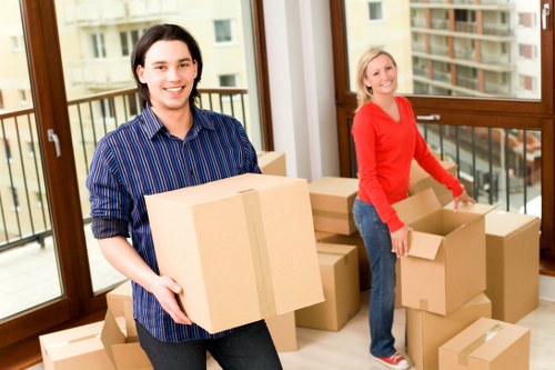 Carefully packed boxes with labels