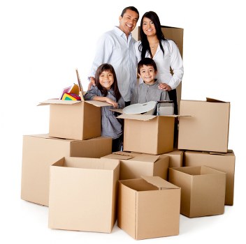 Professional movers packing items for relocation